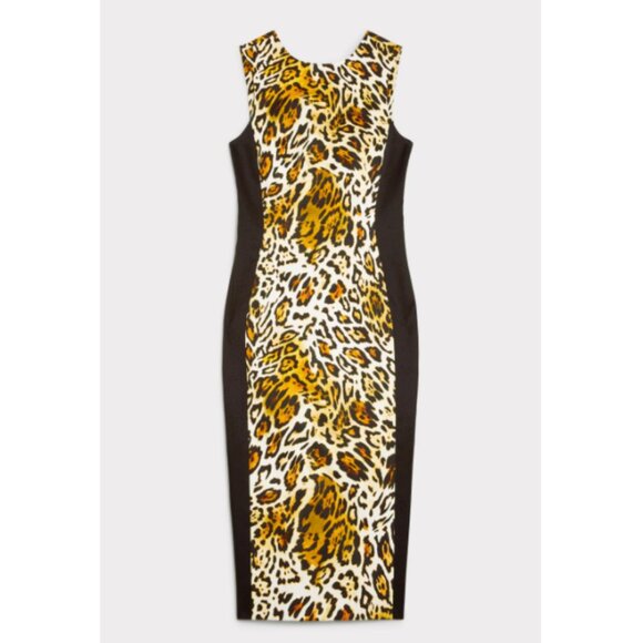 *NWT* Karen Millen Leopard Print Panel Seam Sleeveless Pencil Dress - Size 4 - Picture 4 of 16